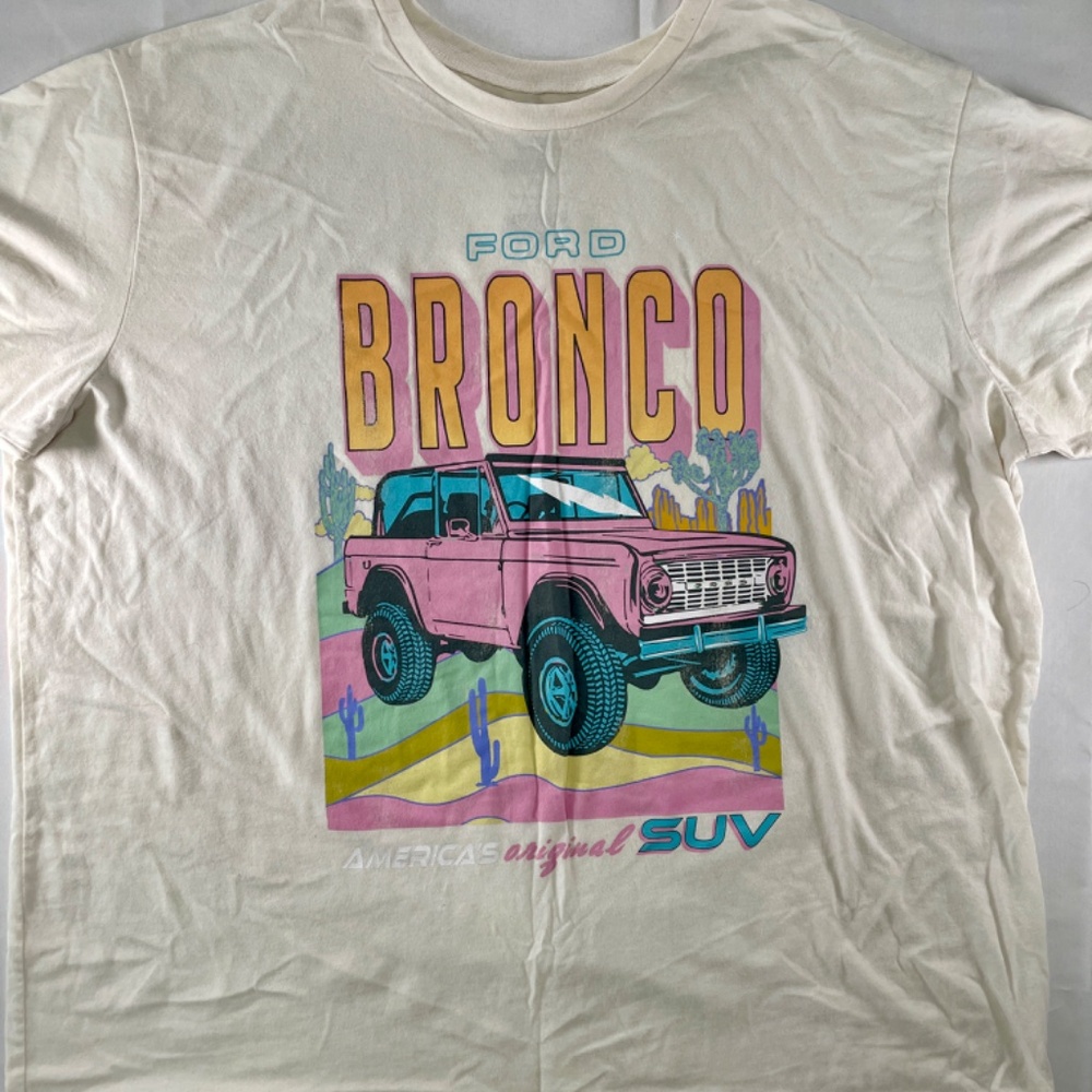 Ford Bronco Official Licensed Graphic White Pastel SUV 4x4 Tee - Size 3X